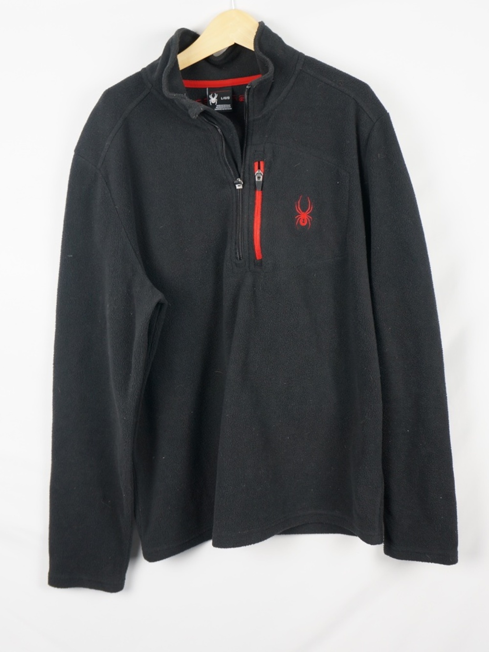 Spyder Fleece, Black with Red Quarter Zip and Logos, Large